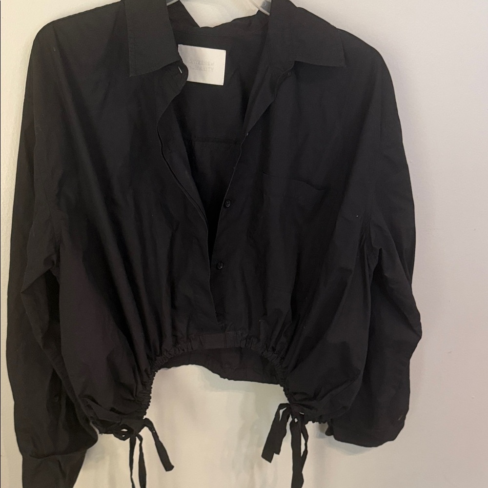 Citizens Of Humanity Black Cropped Button-Down Shirt
